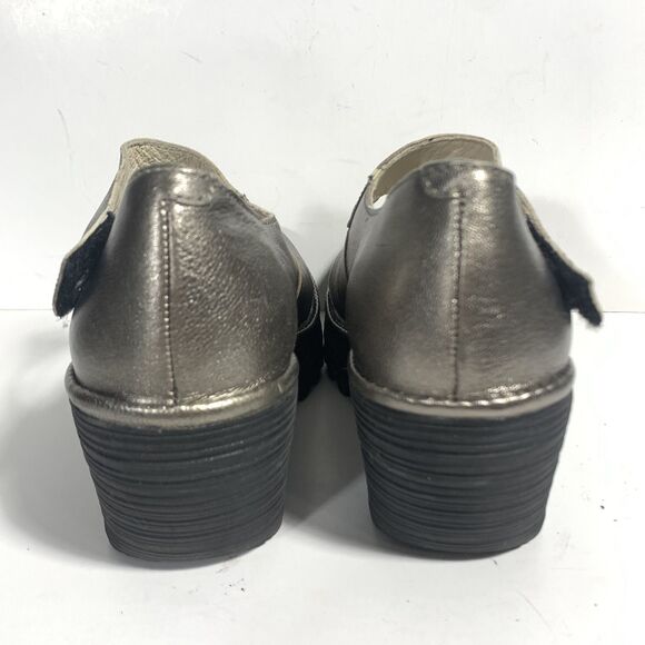 Fly London Yasi Metallic Bronze Leather Platform Wedge Shoes - EUR 37 W - Picture 11 of 16